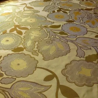 100% SILK LAMPAS LARGE ART DECO FLOWER VINE "GOLDEN" GOLD