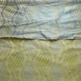 100% SILK LAMPAS CURVY MODERN RIVER "PERIDOT" GREEN