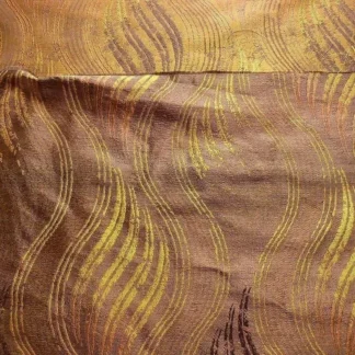 100% SILK LAMPAS CURVY MODERN RIVER "JAVA" BROWN