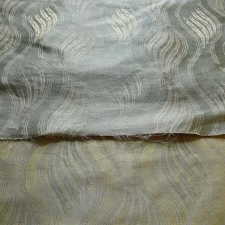 100% SILK LAMPAS CURVY MODERN RIVER "SPA" SILVER