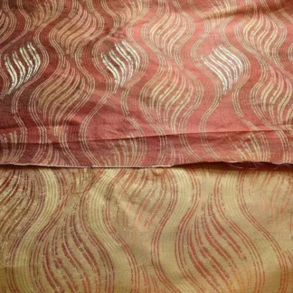 100% SILK LAMPAS CURVY MODERN RIVER "SPICE" RED