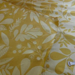 100% SILK DAMASK FAIRY TALE TREE OF LIFE "YELLOW" GOLD BTY