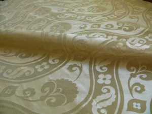 100%SILK DAMASK PEONY RIVER "MIST" ECRU