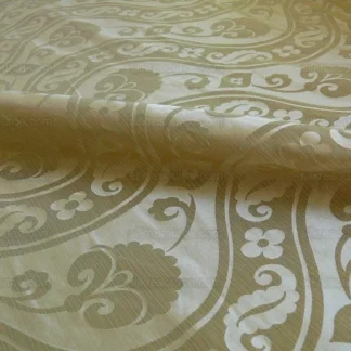 100%SILK DAMASK PEONY RIVER "MIST" ECRU