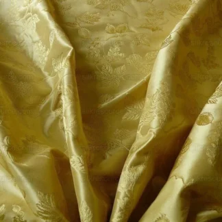 100%SILK DAMASK SUMMER BERRY "WHEAT" GOLD