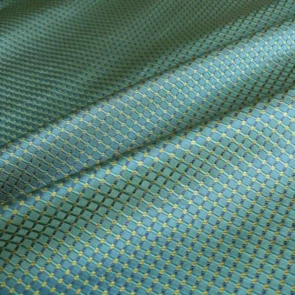 100% SILK JACQUARD DASHED SQUARE TEXTURE "MYSTIC" BLUE