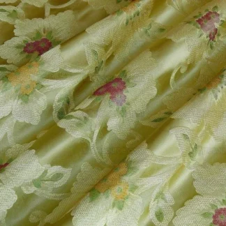 100% SILK LAMPAS TRI-LEAF FLOWER "GOLDENROD" GOLD