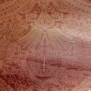 100% SILK FINE LINE DAMASK LAMPAS PAISLEY "RED PEPPER" RED