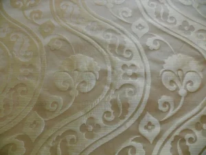 100%SILK DAMASK PEONY RIVER "LINEN" ECRU