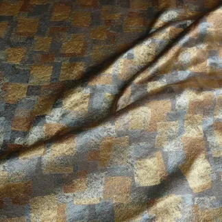 100% SILK JACQUARD MODERN OVERLAP SQUARE "BLUESTONE" GOLD