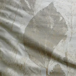 100% SILK LAMPAS WITHERED LEAF "SWAN" CREAM