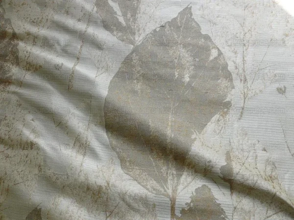 100% SILK LAMPAS WITHERED LEAF "SWAN" CREAM
