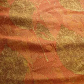 100% SILK LAMPAS WITHERED LEAF "GOLDFISH" ORANGE