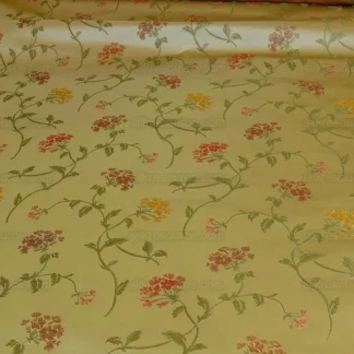 100% SILK LAMPAS SAGE BLOSSOM SPRIG "MONARCH" LIGHT GREEN/GOLD