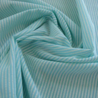 11.125Y DESIGNER Ribbed SEERSUCKER BRIGHT AQUA WHITE COTTON #919