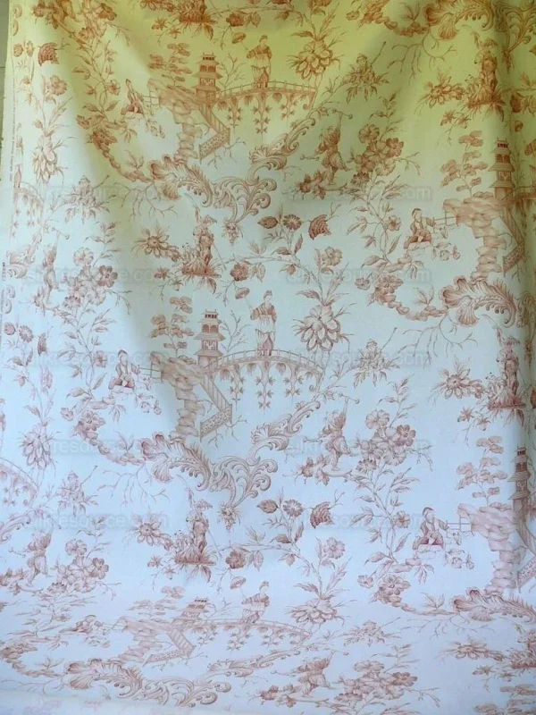 SCALAMANDRE ASIAN GARDEN APRICOT WHITE TOILE BTY