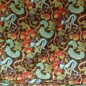CLARENCE HOUSE OLANA MONKEY TROPICAL PRINT LINEN BROWN #1384