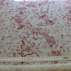 CLARENCE HOUSE RAMBOUILLET TOILE BIRD PRINT ROUGE RED BTY#1518