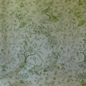 BTY CLARENCE HOUSE RAMBOUILLET TOILE BIRD PRINT GREEN #1519