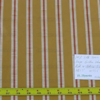 PINDLER 100% SILK SATIN STRIPE TAFFETA WHEAT GOLD RED SILVER WHI