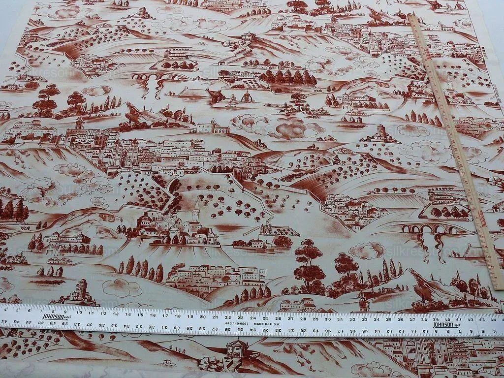 By Yard Scalamandre top Toile Scenes From Tuscany- Green on White MSRP 116/Y