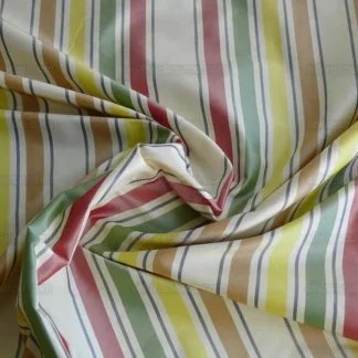 Scalamandre Candy Stripe  100% Silk Taffeta Red Green Yellow BTY