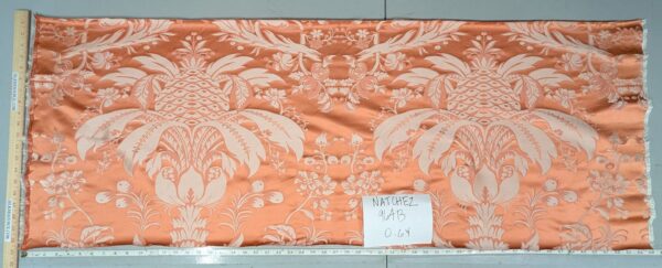 0.6y Scalamandre “NATCHEZ” Silk Lampas, Ripe Peach and Cream, Salmon Pink & Off White Silver White 18th C MSRP$1200+/Y