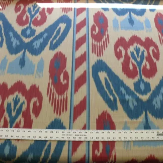 CLARENCE HOUSE GRAND PAMIR IKAT LINEN ROUGE INDIGO BLUE MSRP$370