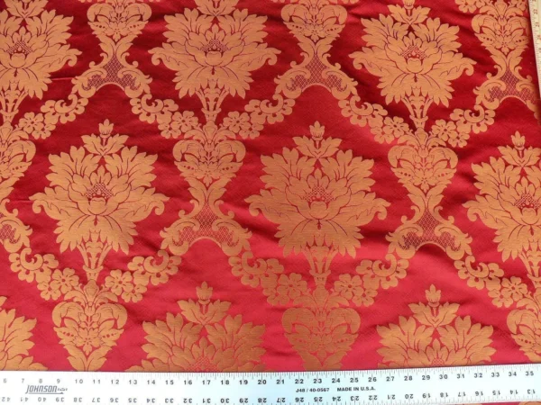 BY YARD SCALAMANDRE ITALIAN DAMASK FORNARINA RED MSRP$648/Y