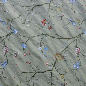 SCALAMANDRE MEGALA SILK EMBROIDERY TREE CELADON MSRP$252/Y