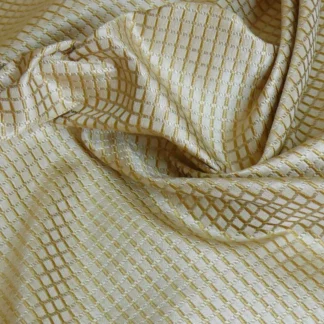 100% SILK JACQUARD DASHED SQUARE TEXTURE "BLONDE" CREAM