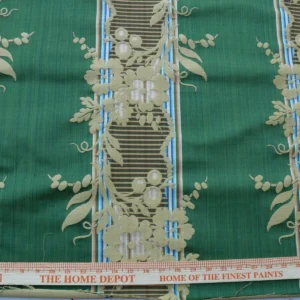 CLARENCE HOUSE JACQUARD STRIPE FLORAL VINE GREEN TAUPE MSRP$195