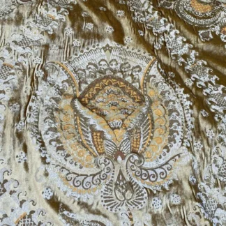 1.5Y Brunschwig & Fils Octavia Silk Velvet Print “Gold”Pale Char