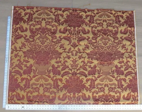 BY YD LEE JOFA/G.P. & J BAKER CHINESE DAMASK SILK TOMATO RED