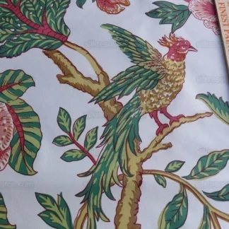 6Y LEE JOFA JACOBEAN TREE.ORANGE/PINK CHINTZ BIRD PARADISE