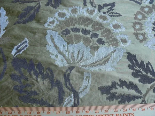 Lee Jofa Oriana Silk Gold Large Poppy Flower Embroidery MSRP$296