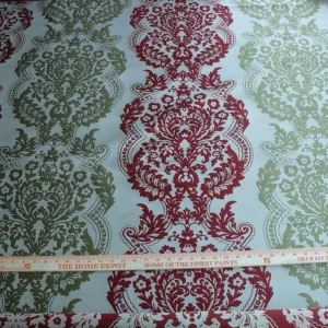 3.68YDS Lee Jofa MULBERRY HOME STAVELEY DAMASK RUBY/OLIVE GREEN