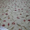 7.9Y KRAVET SILK EMBROIDERY RED PINK FLOWER ON PALE BUTTER #1644