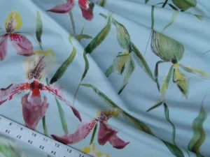 6.75Y Scalamandre Lady Slippers Orchid print Blue Pink MSRP$236