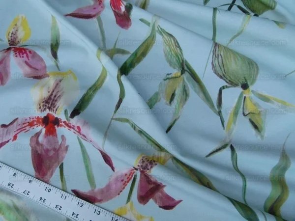 6.75Y Scalamandre Lady Slippers Orchid print Blue Pink MSRP$236