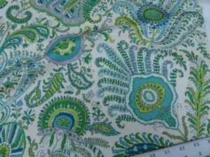 Brunschwig & Fils, FAWKES COTTON PRINT TURQUIOSE BLUE GREEN