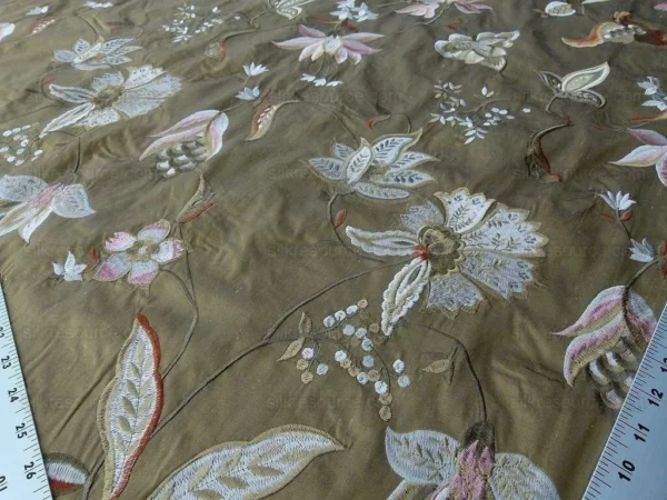 NADINA TOBACCO BROWN SCALAMANDRE Silk embroidery MSRP 328/Y
