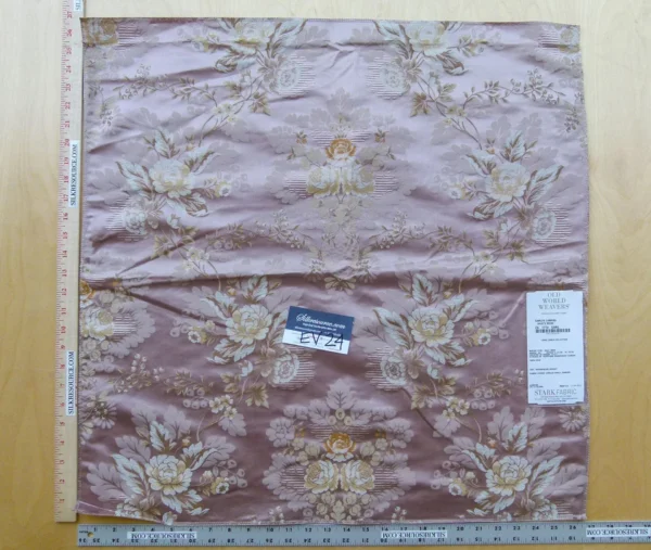 8 EV24 27"x27" Square Scalamandre Carlos Lampas Dusty Rose 100%silk Damask Floral