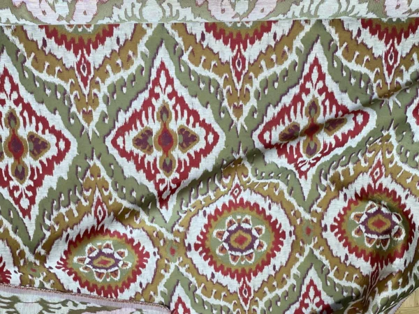 S. Harris Colorful Ikat Medallion Hot Red, Safe Green, Gold, Purple Tapestry