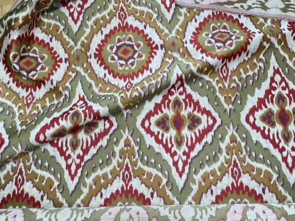 S. Harris Colorful Ikat Medallion Hot Red, Safe Green, Gold, Purple Tapestry