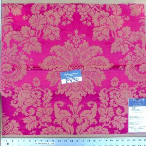 38 EV30 Scalamandre Lelievre Collonges Rubis Pink Gold Cotton Embroidery Damask Square 23x25 inches