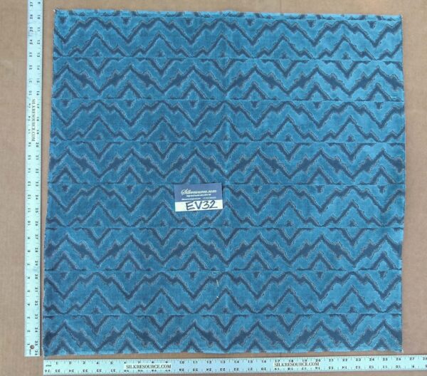 59 EV32 Square 26 x 26 inches Scalamandre Echo Velvet Peacock Blue Deep Blue Geometric MSRP USD 316/y