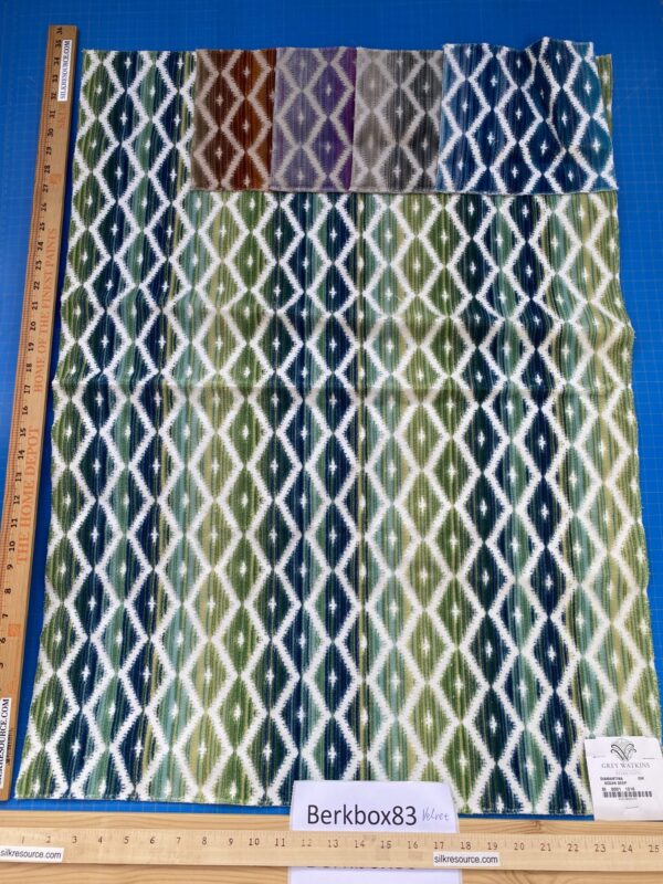 4 Berkbox83 Square Velvet by Grey Watkins Diamantina Ocean Deep Green White Blue Diamond Ogee MSRP USD 306+/y