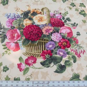 Scalamandre Folie Flamande Rose on Beige Botanic Illustration Rose Dalia Tulip Ivy Crocus Morning Glory MSRP USD236/y