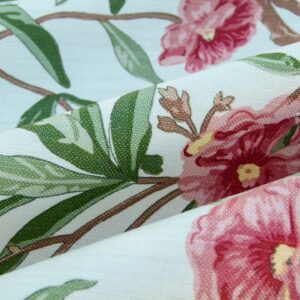 Scalamandre Cliveden Multi/Ivory Oleander flower Tree Branch Print on Cotton Linen  MSRP USD316/y